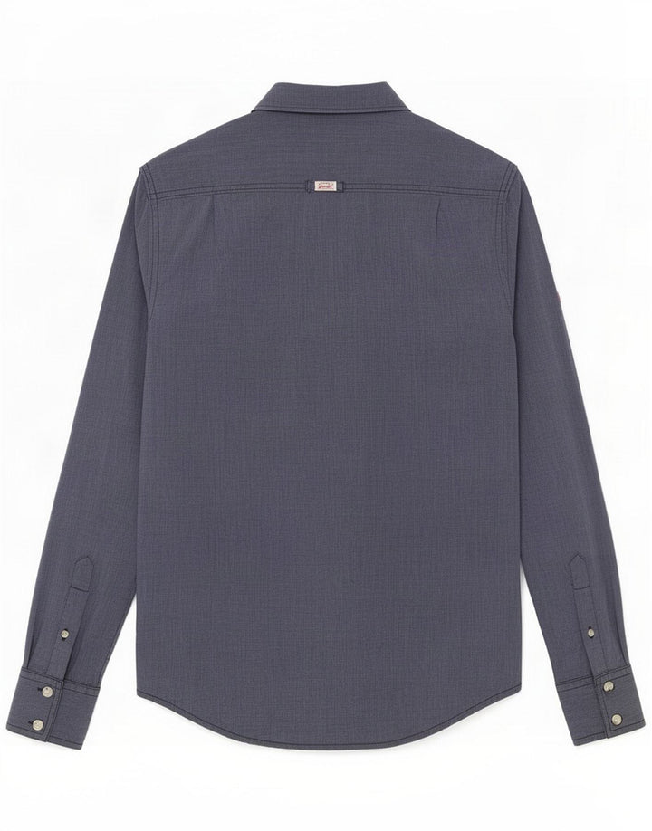 Superdry Herrenhemd mittelblaue Baumwolle