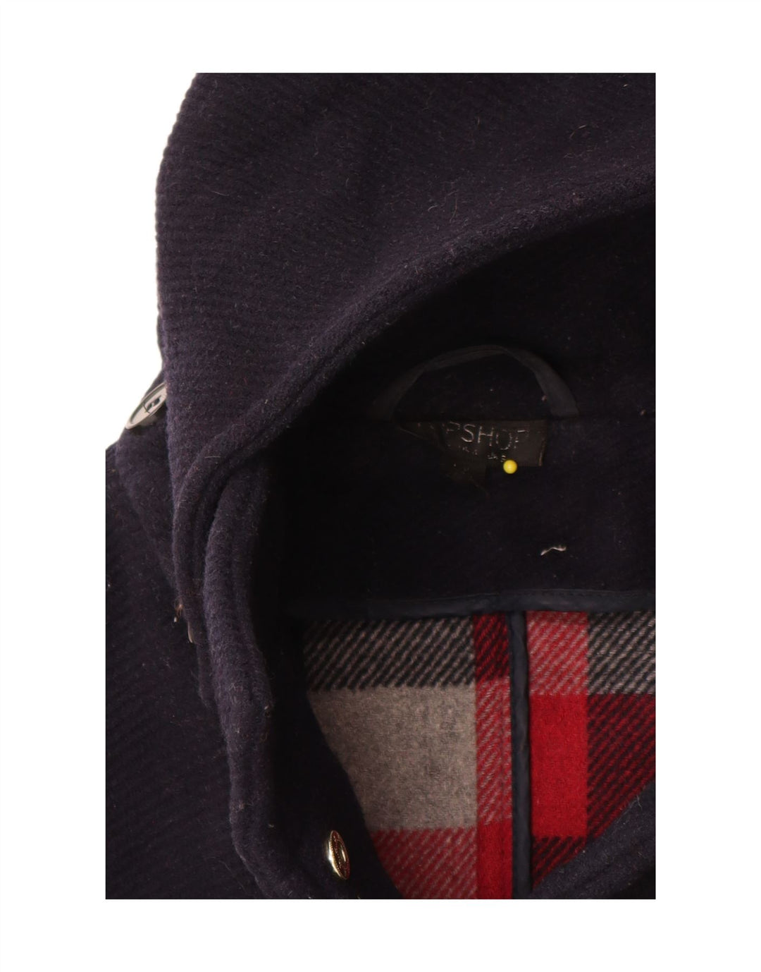 Topshop Damen Dufflecoat mit Kapuze UK 10 Small Marineblaue Wolle