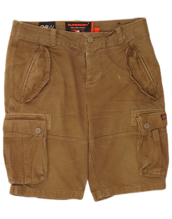 Superdry Herren Cargoshorts W34 Large Beige Baumwolle