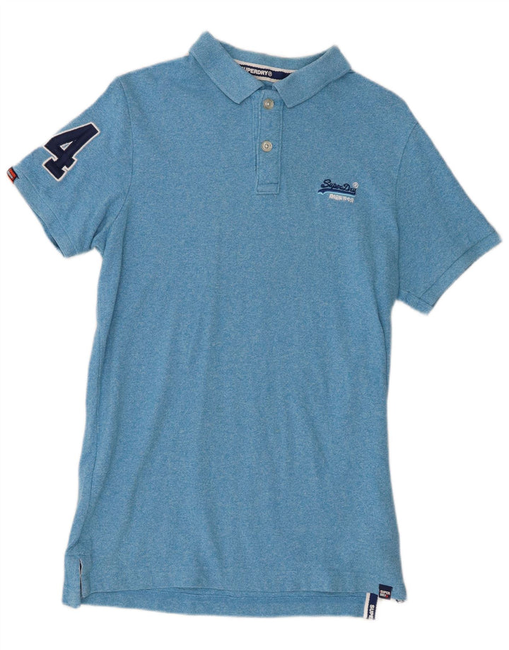 Superdry Herren-Poloshirt mit Grafik, groß, blau gefleckte Baumwolle