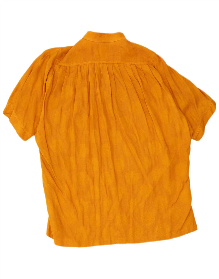 Vintage Damen Pullover Hemdbluse EU 40 Mittelgelb geblümt