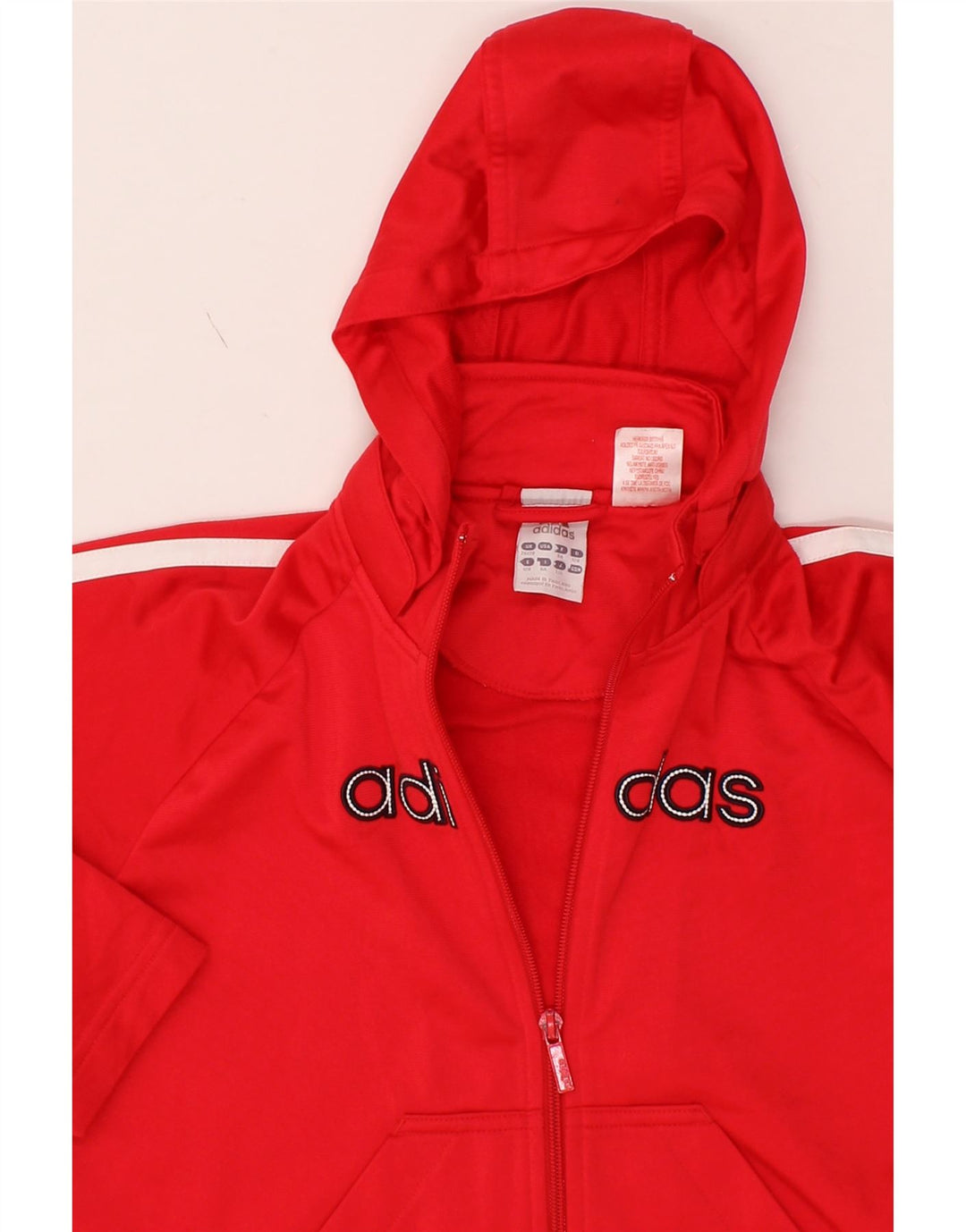 ADIDAS Boys Graphic Zip Hoodie Sweater 7-8 Years Red Polyester Vintage Adidas and Second-Hand Adidas from Messina Hembry 