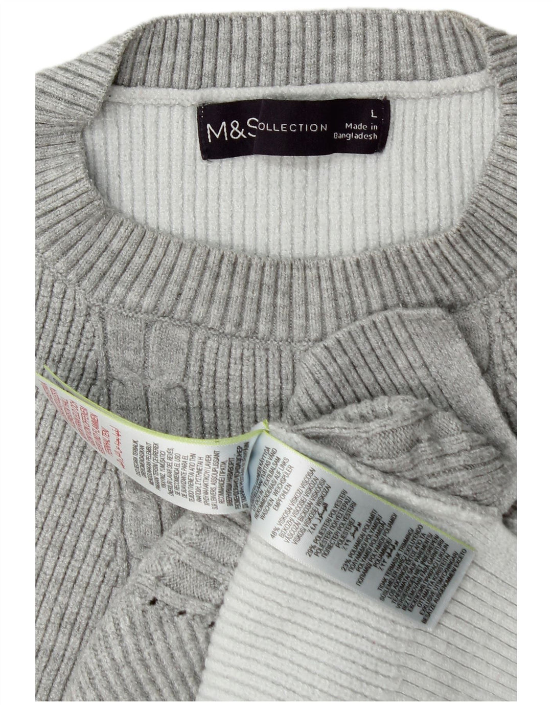 Marks & Spencer Damen-Pullover mit Rundhalsausschnitt, Gr. 40, Größe L, Grau