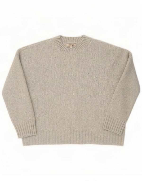 Barbour Womens 3/4 Sleeve Oversized Crew Neck Jumper Sweater UK 18 XL Grey