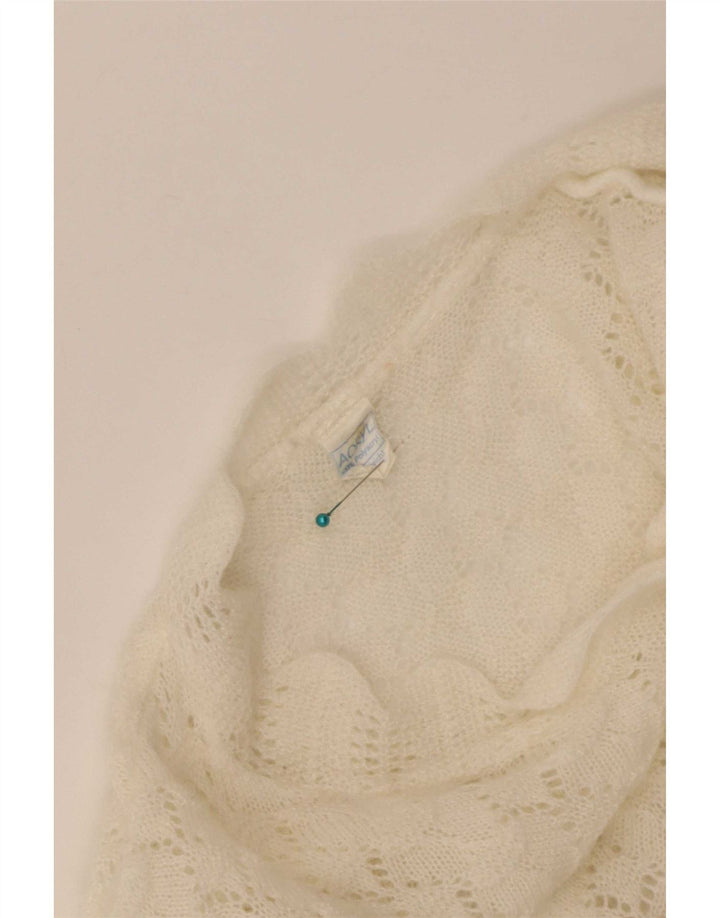 Vintage Damen Cardigan Pullover UK 16 Groß Off White Polyacryl
