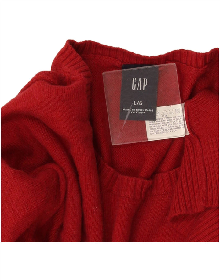 Gap Herren-Pullover mit Rundhalsausschnitt, Größe L, aus roter Baumwolle
