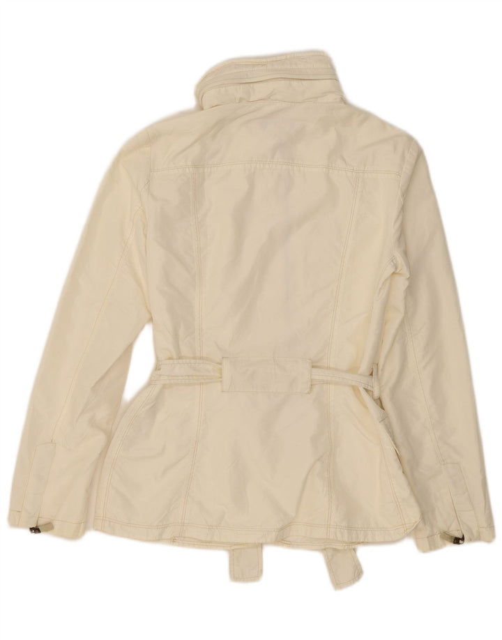 Zara Damen-Utility-Jacke mit Kapuze, UK 10, Größe S, gebrochenes weißes Nylon
