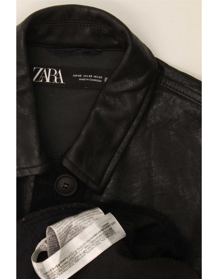 Zara Damen Übergroßes Hemd UK 6 XS Schwarz Polyester