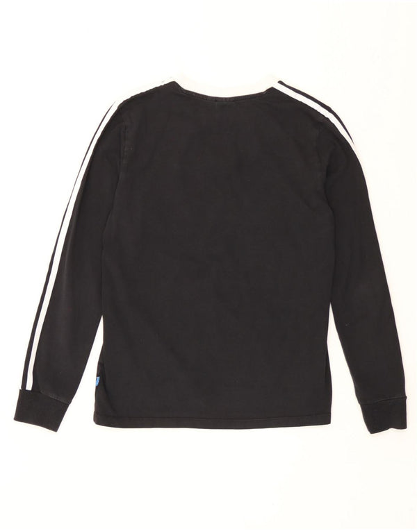 Adidas Damen Top Langarm UK 12 Medium Schwarz Baumwolle