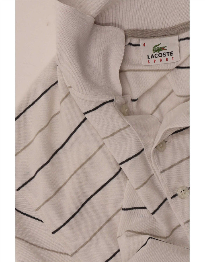 Lacoste Herren-Poloshirt, Größe 4, mittelweiß gestreift