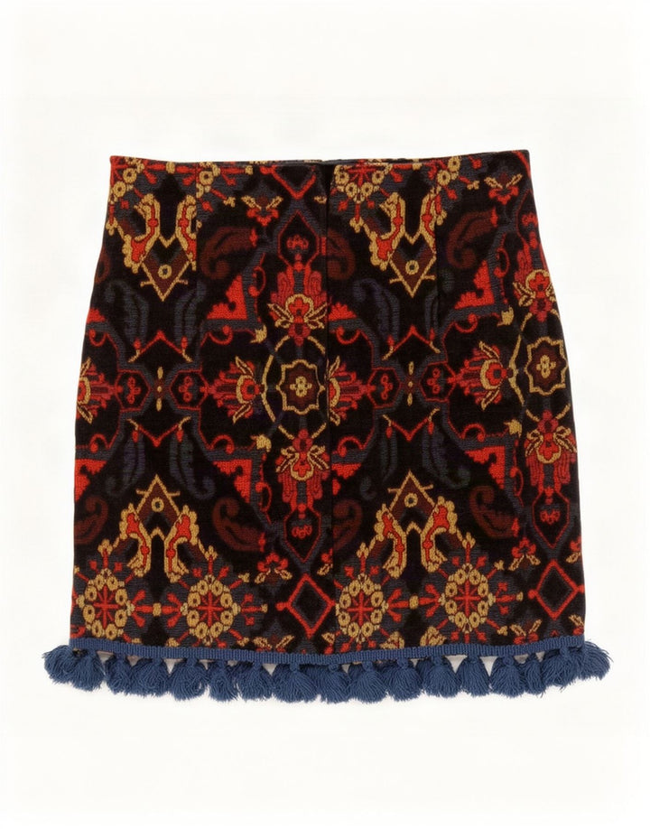 Zara Damen Minirock Small W26 Mehrfarbiges Paisley-Acryl