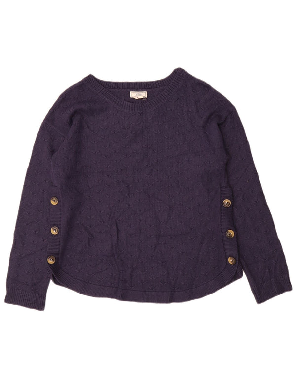 Fat Face Damen-Pullover mit U-Boot-Ausschnitt, Gr. 8, Marineblau, Viskose