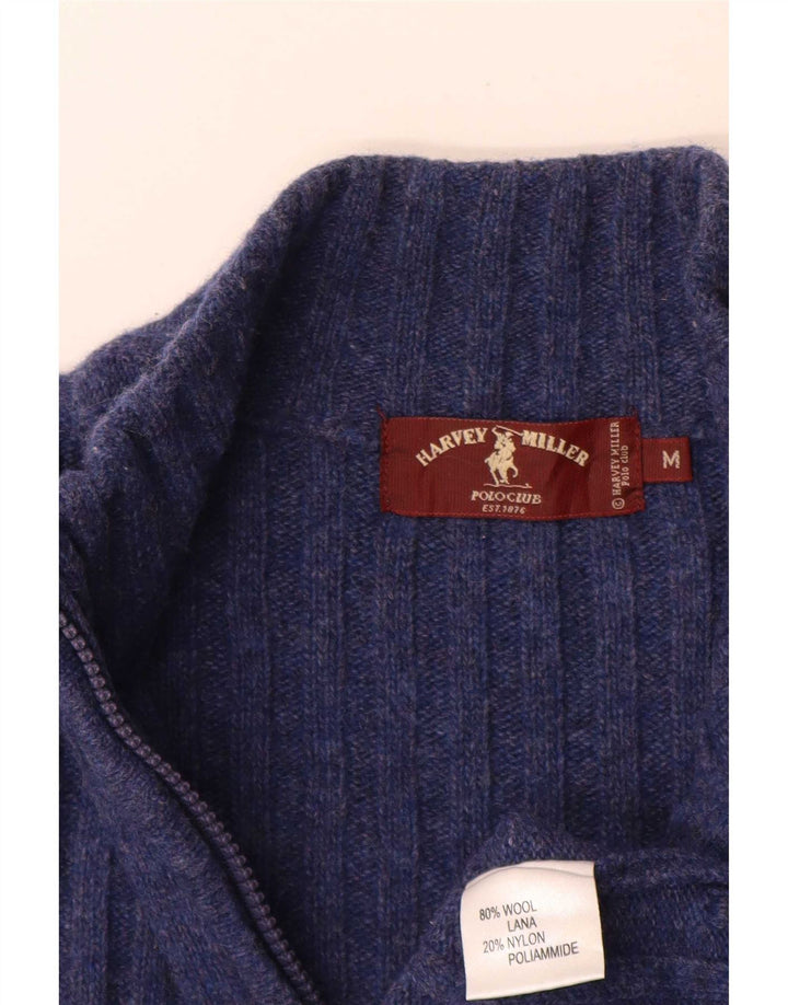 Harvey Miller Grafischer Herren-Cardigan aus mittelblauer Wolle