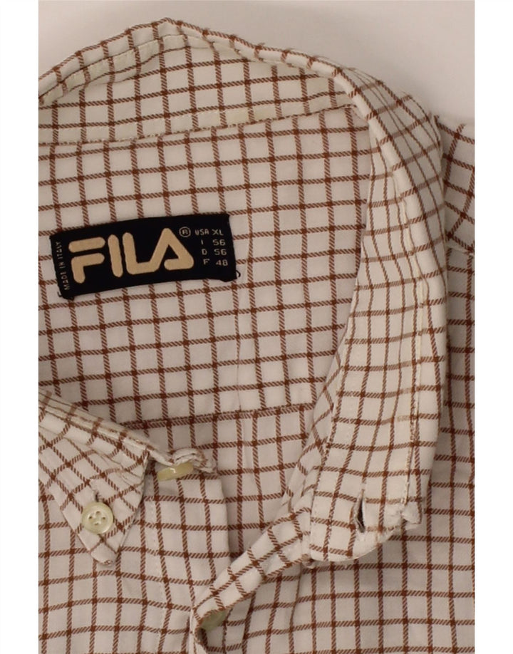 FILA Mens Shirt XL Off White Check Cotton