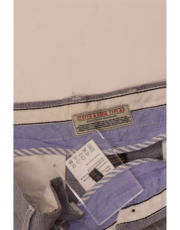 Scotch & Soda Herren Chinoshorts W30 Mittelblaue Hahnentritt-Baumwolle