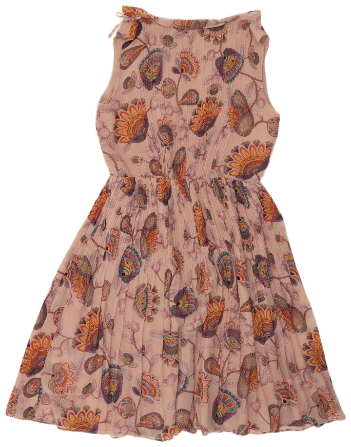Ärmelloses A-Linien-Kleid für Damen von Oasis, UK 12, mittelrosa, geblümtes Polyester