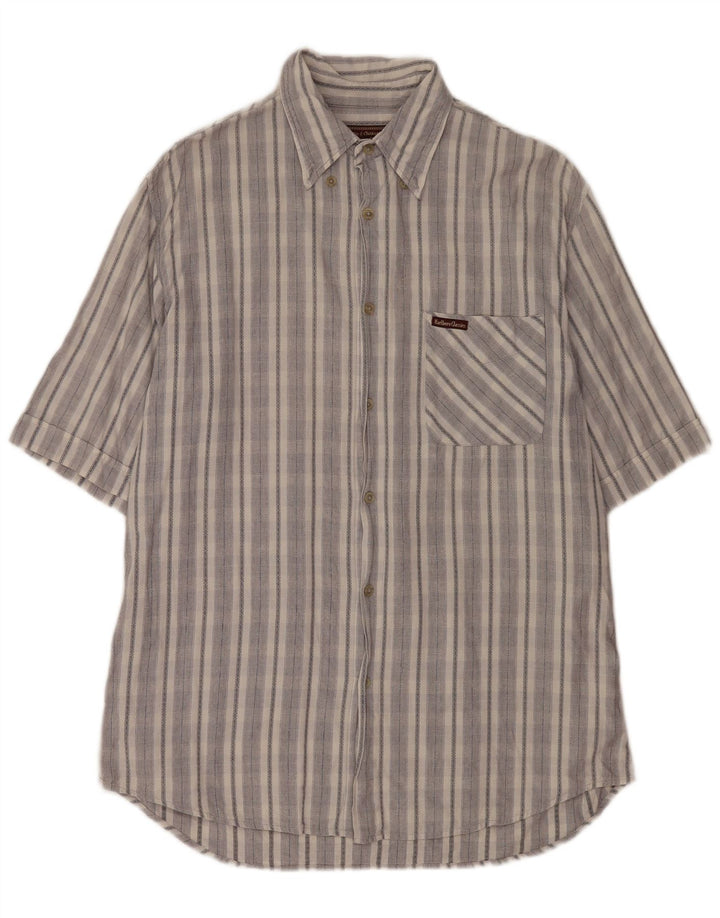 Marlboro Classics Herren Kurzarmhemd XL grau gestreift aus Baumwolle