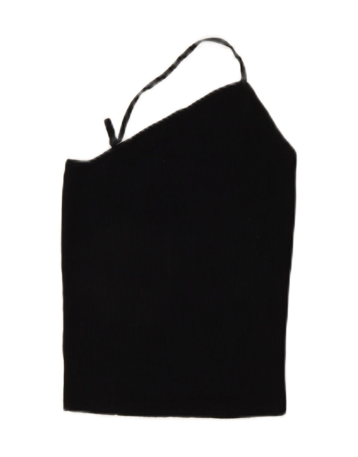 Zara Damen Crop Off Shoulder Top UK 8 Small Schwarze Viskose