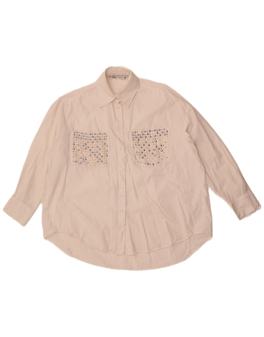 Zara Damen Übergroße Hemdbluse UK 6 XS Weiß