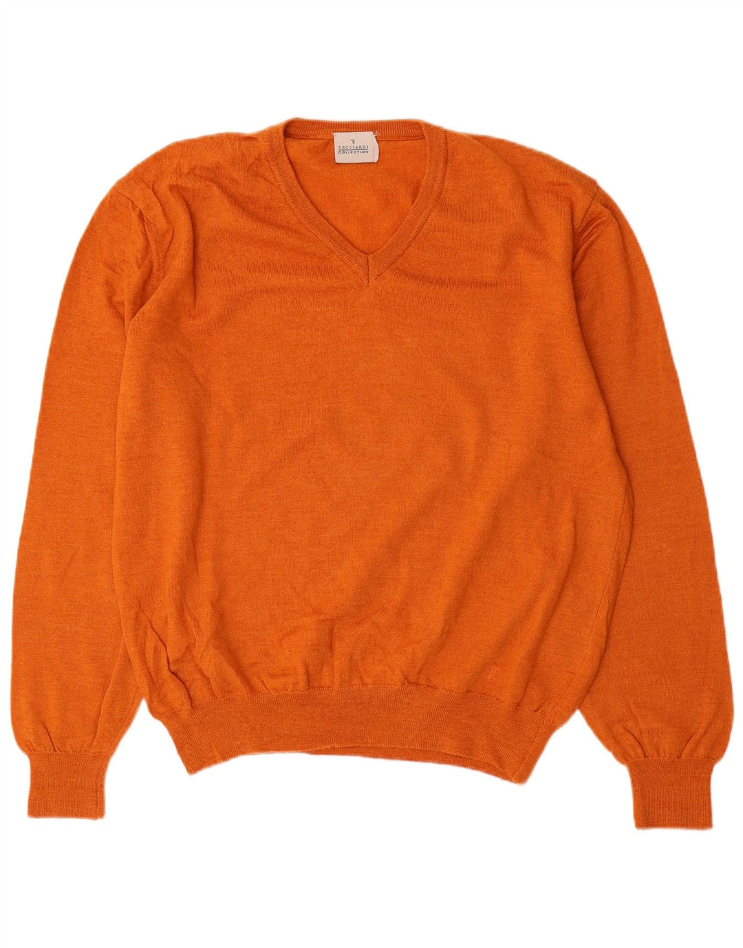 TRUSSARDI Damen Pullover mit V-Ausschnitt UK 20 2XL Orange Wolle