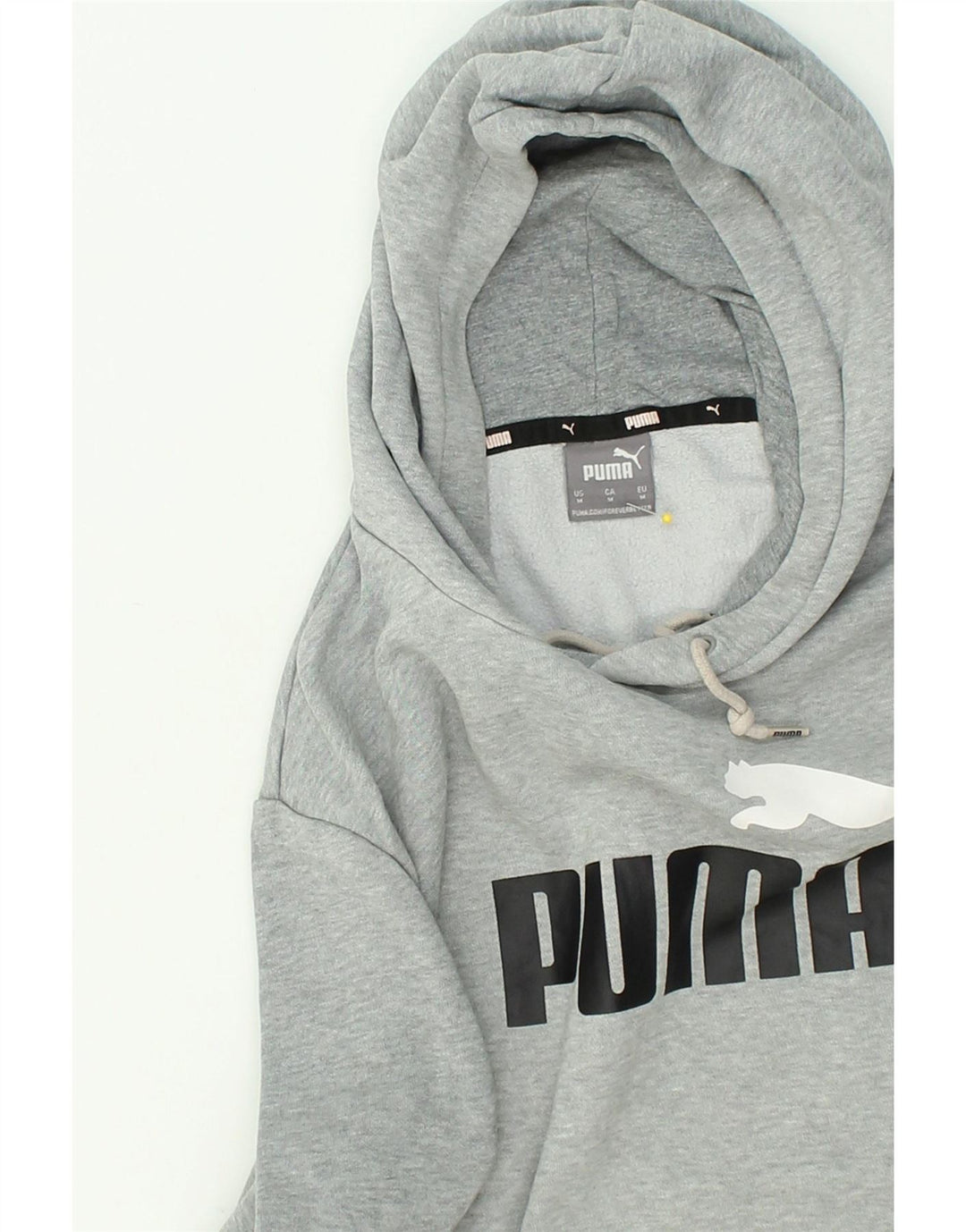 PUMA Mens Graphic Hoodie Jumper Medium Grey Cotton | Vintage Puma | Thrift | Second-Hand Puma | Used Clothing | Messina Hembry 