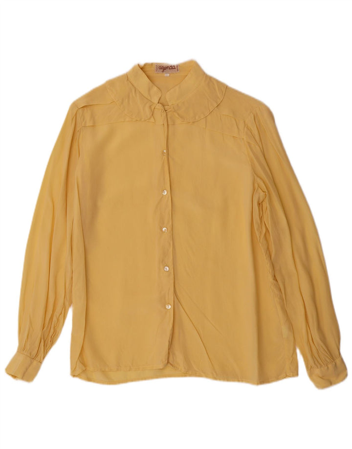 Agenda Damen Hemdbluse IT 42 Mittelgelbe Seide