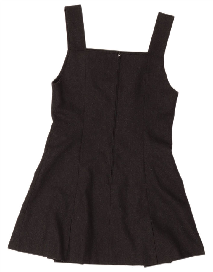 Vintage Damen Mini ärmelloses A-Linien-Kleid IT 44 Mittelgraue Wolle