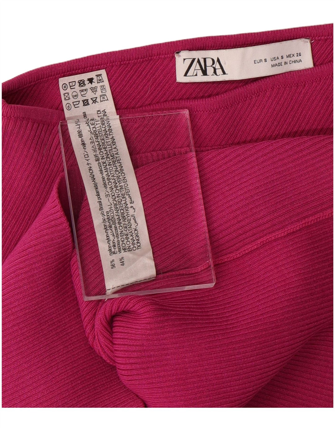 ZARA Damen Crop One Shoulder Top UK 8 Small Rosa Nylon