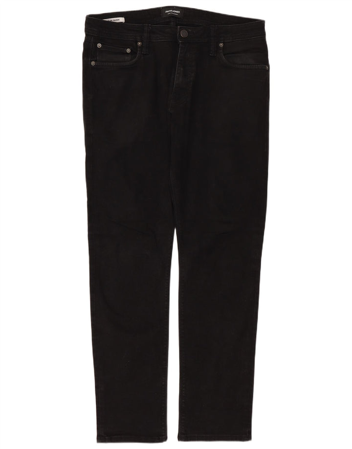 JACK & JONES Herren GLENN Slim Jeans W32 L30 Schwarze Baumwolle