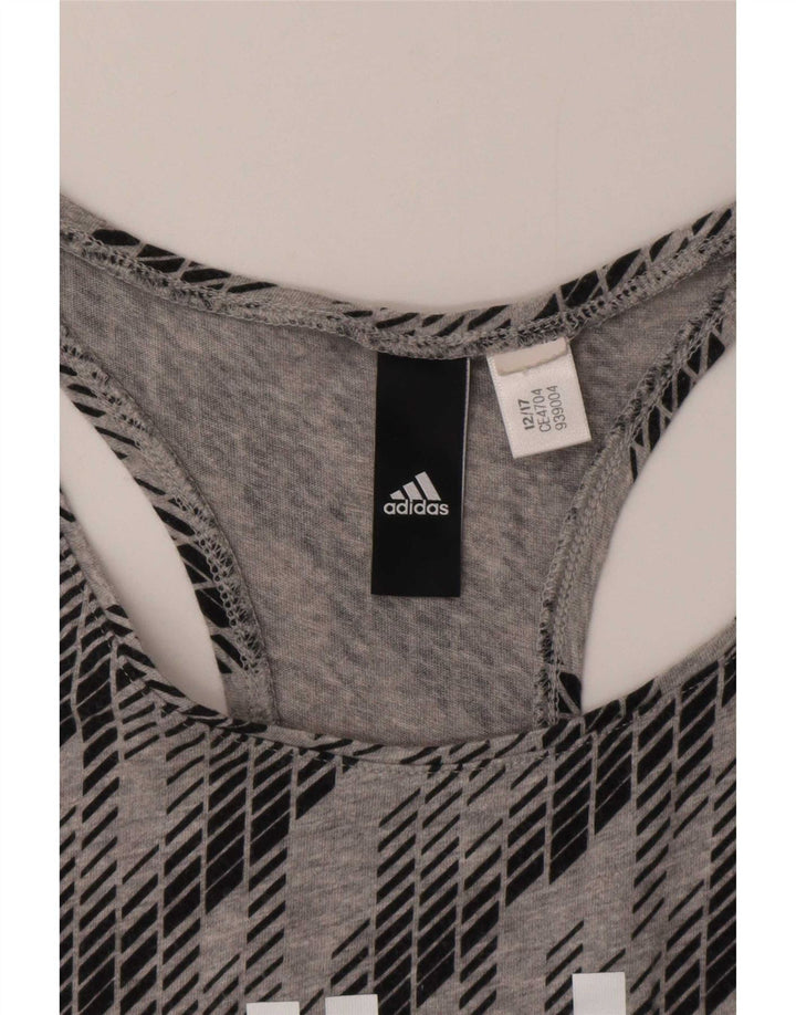 Adidas Damen Graphic Vest Top UK 12 Mittelgrau Geometrisch