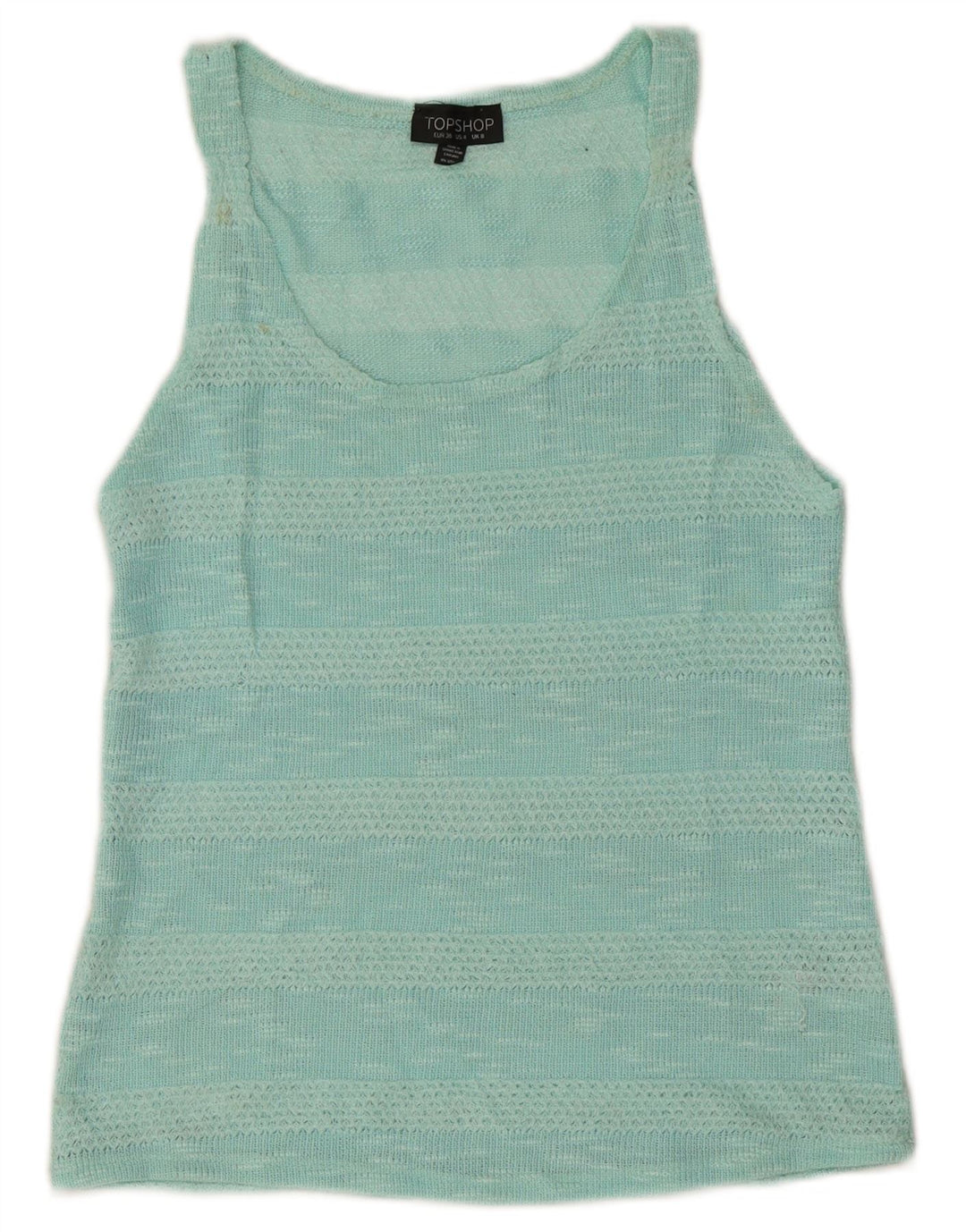 Topshop Damen-Trägershirt, UK-Größe 36, Größe S, Türkis, gestreift, Polyester