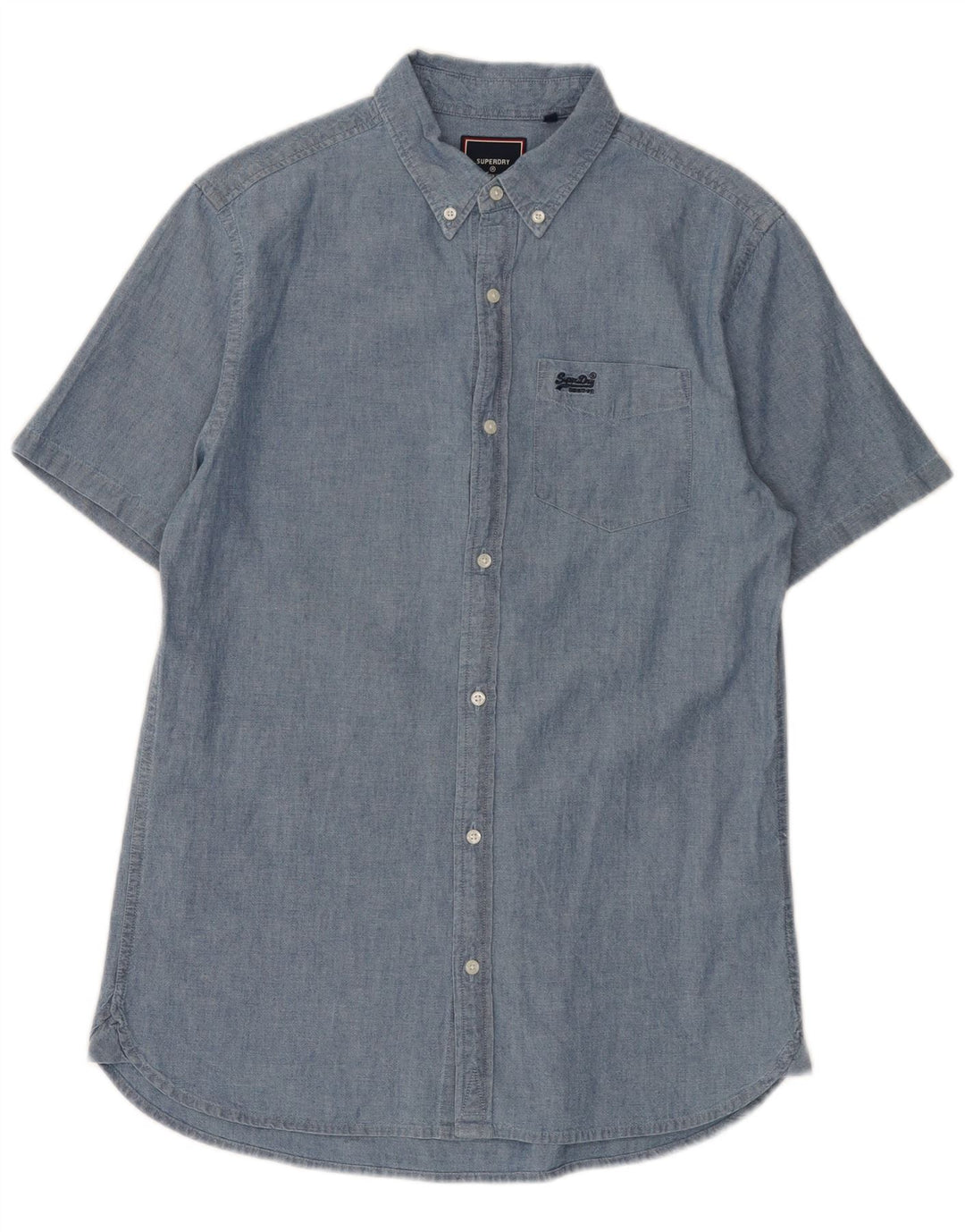Superdry Herren-Kurzarmhemd, Größe S, Blau, Baumwolle