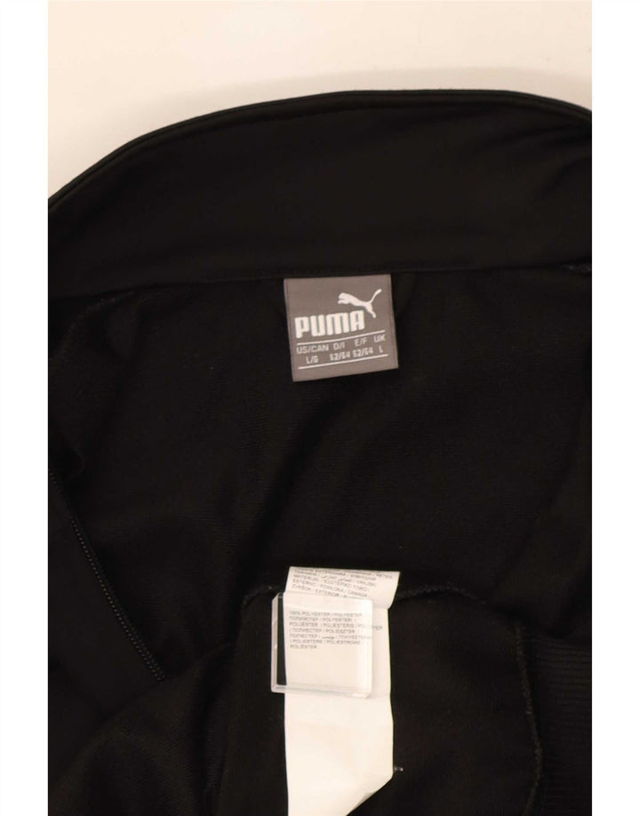 Puma Herren-Trainingsanzug mit grafischem Oberteil, groß, aus schwarzem Polyester