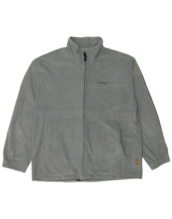 Diadora Herren Velours-Trainingsoberteil, Jacke, UK 44, 2XL, Blau, Polyester