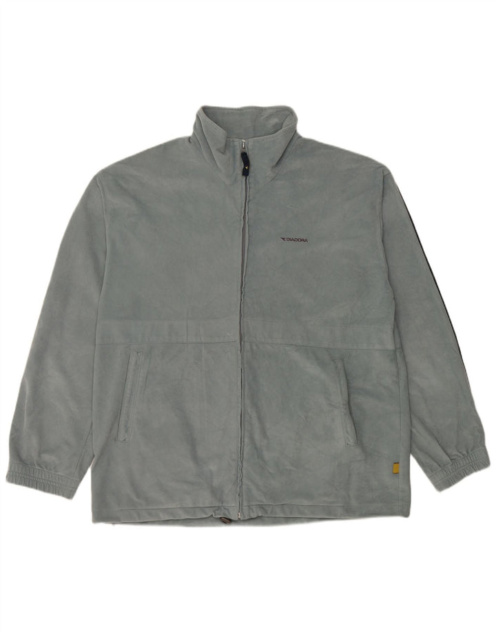 Diadora Herren Velours-Trainingsoberteil, Jacke, UK 44, 2XL, Blau, Polyester