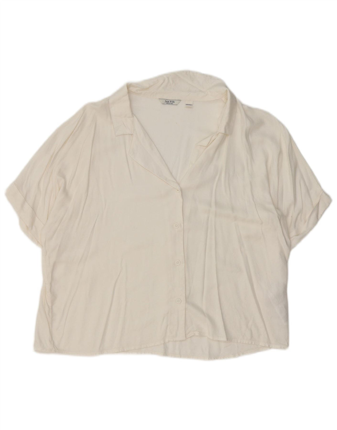 JACK WILLS Damen Kurzarm-Hemdbluse UK 12 Mittelweiße Viskose