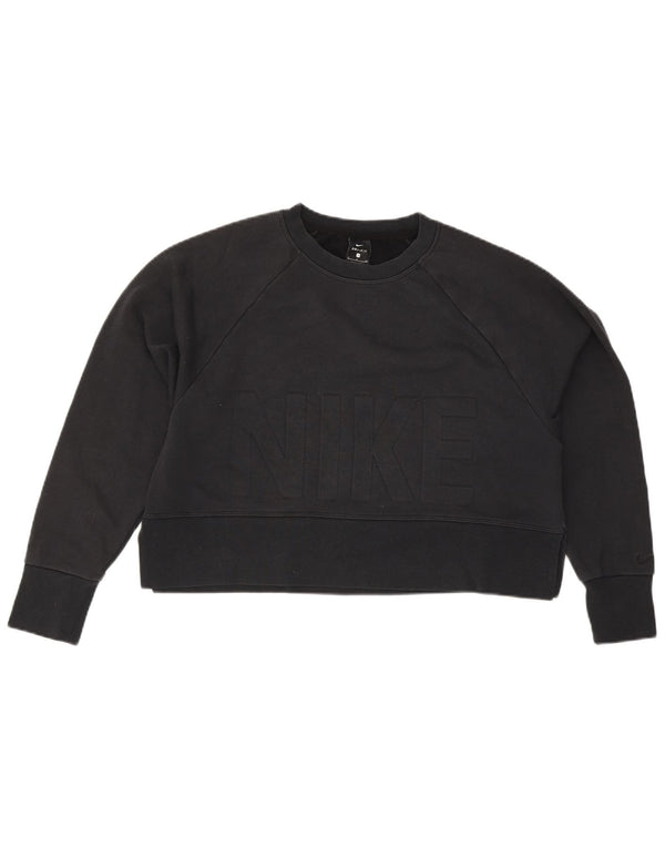 Nike Damen-Sweatshirt mit übergroßem Crop-Grafikmotiv, Gr. 10, Größe S, Schwarz
