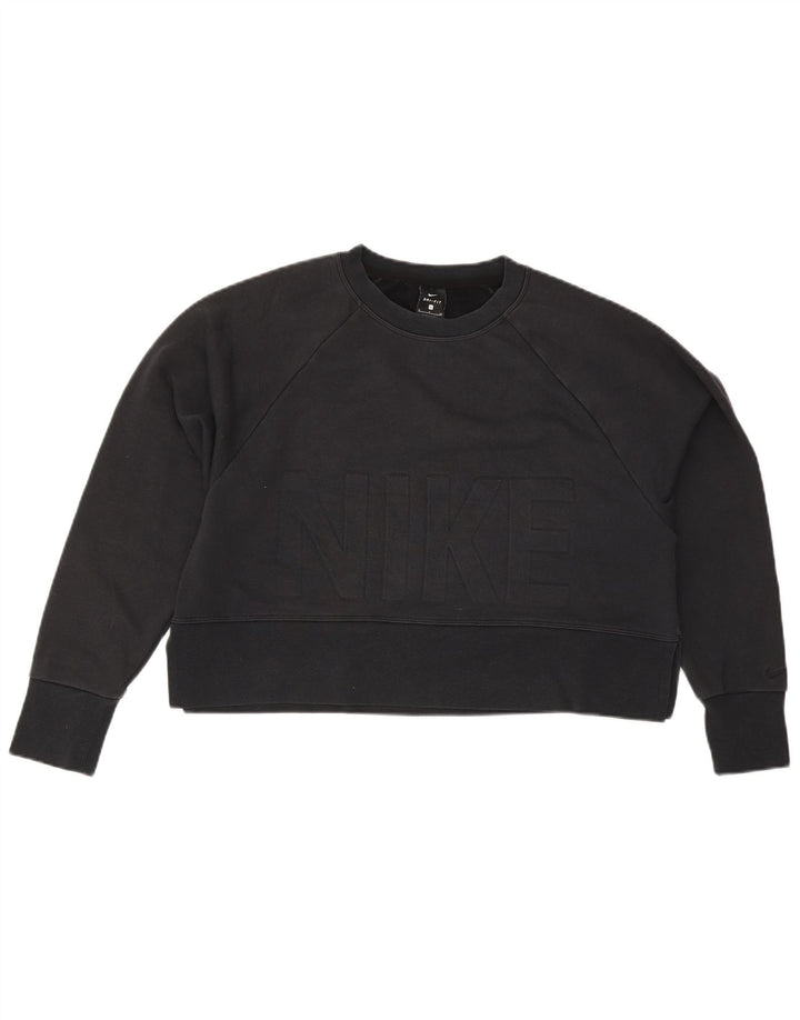 Nike Damen-Sweatshirt mit übergroßem Crop-Grafikmotiv, Gr. 10, Größe S, Schwarz