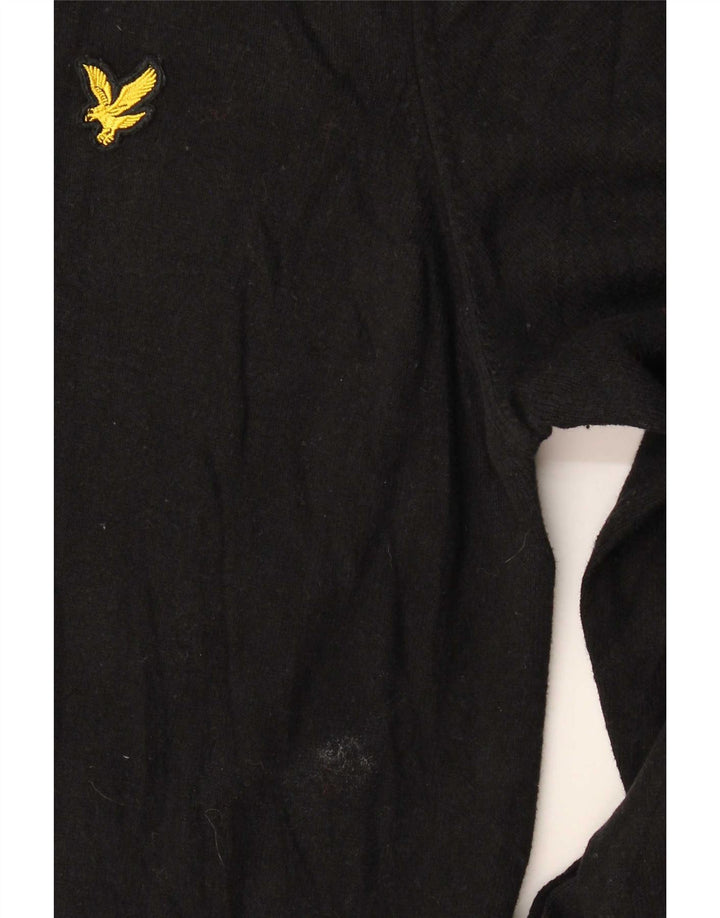 Lyle & Scott Herren-Pullover mit Rundhalsausschnitt, mittelschwarze Baumwolle