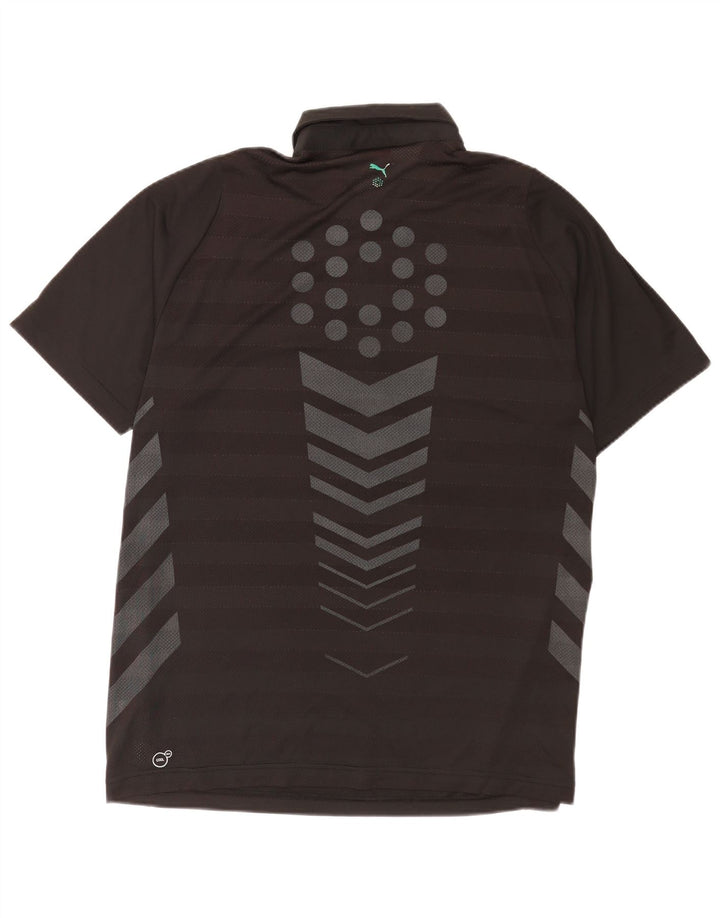Puma Herren-Poloshirt mit Grafik, groß, schwarzes Farbblock-Polyester