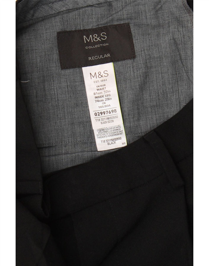Marks & Spencer Herren-Anzughose mit Pegged-Anzug, W32, L29, schwarzes Polyester