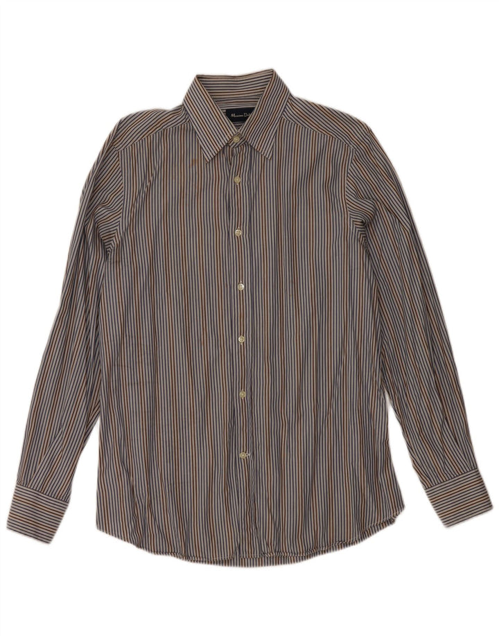 Massimo Dutti Herrenhemd Größe 40 Mittelblau gestreift