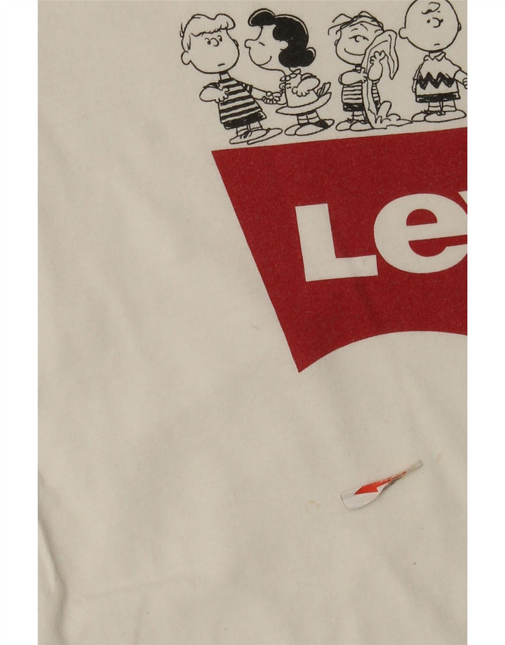 Levi's Damen Peanuts Graphic T-Shirt Top UK 6 XS Weiß