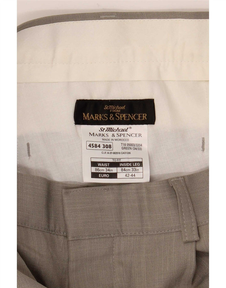 Marks & Spencer Herren-Freizeithose mit Pegged, W34, L33, grünes Polyester