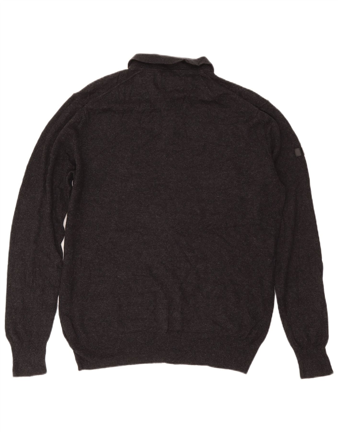 SUPERDRY Herren-Pullover mit Polokragen, XL, graue Baumwolle