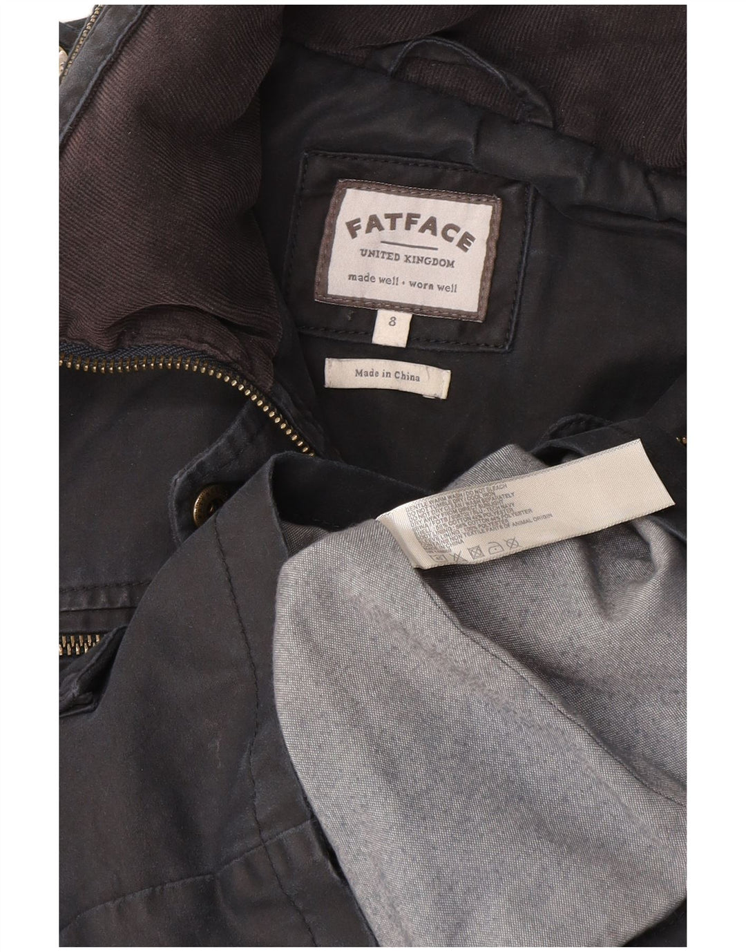 Fat Face Damen-Militärjacke mit Kapuze, Größe S, Grau, Baumwolle