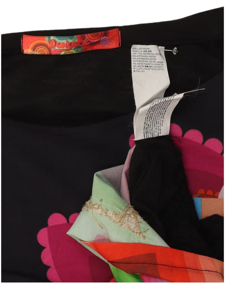 Desigual Damen Übergroßes, schulterfreies Grafik-Oberteil, Gr. 10, Schwarz