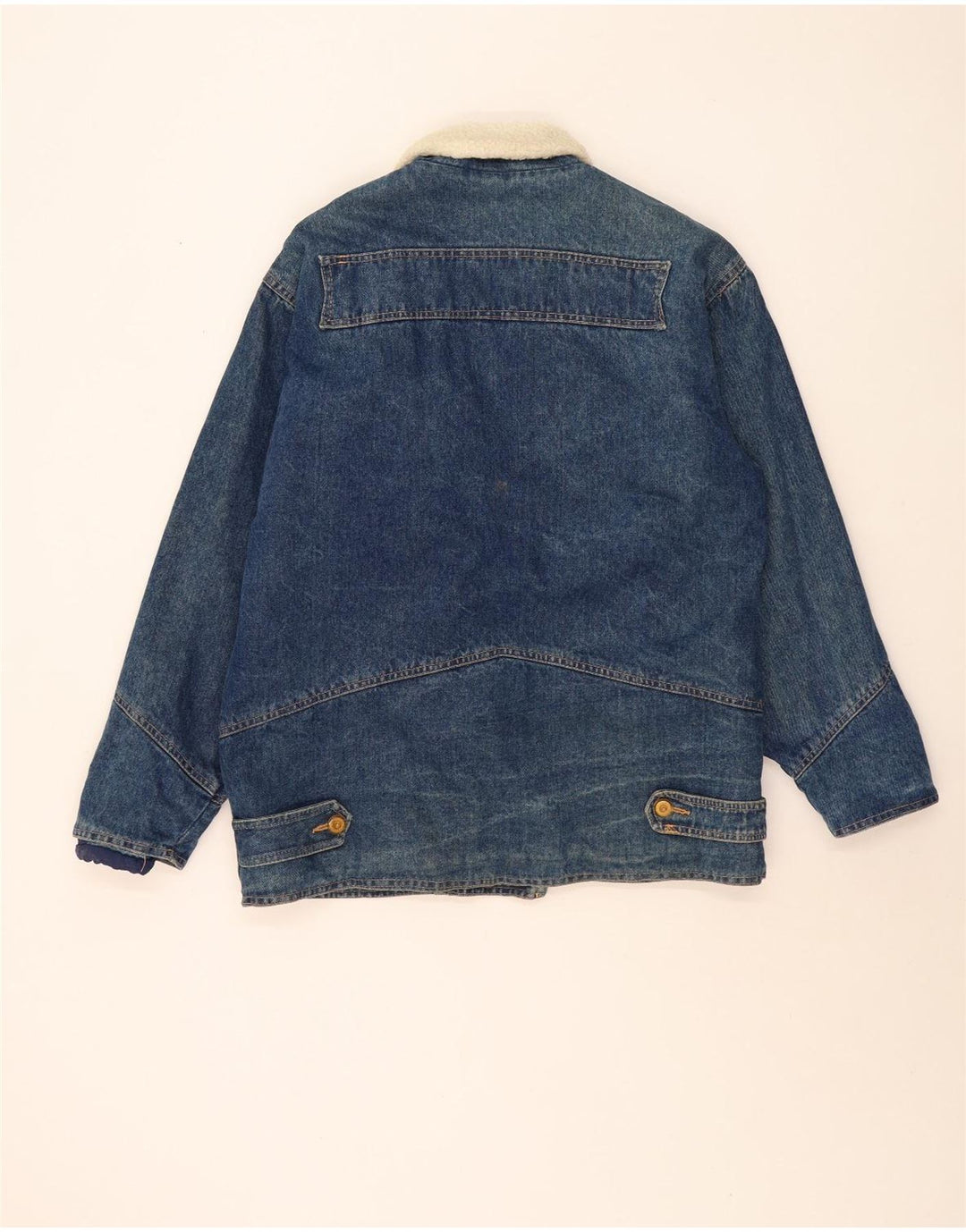 Vintage Damen Übergroße Sherpa Jeansjacke UK 10 Small Blue