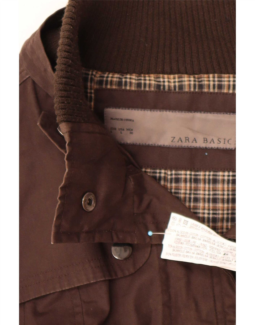 Zara Damen Utility-Jacke UK 14 Große braune Baumwolle