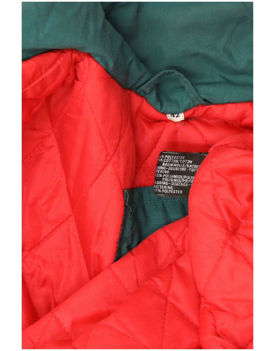 Vintage Damen Übergroße gepolsterte Jacke EU 42 Großes grünes Polyester